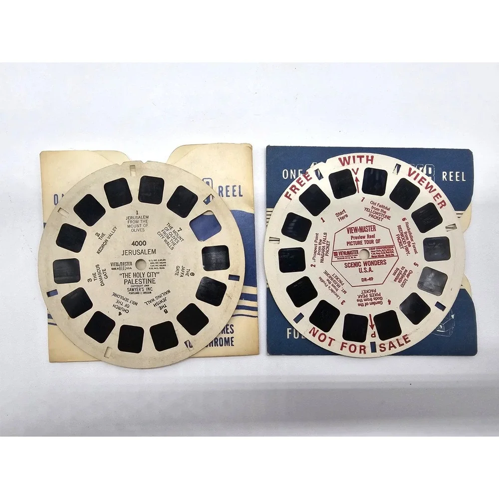 VTG GAF Viewmaster & 19 Reels: Cities, Nat'l Parks, WWII, Jerusalem & More